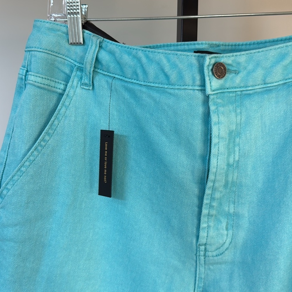 AFRM high rise utility straight leg jeans 30 turquoise - Picture 2 of 5